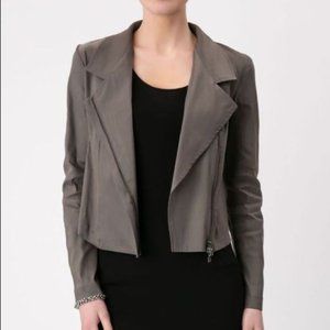 Sarah Pacini grey linen blend fitted zip jacket